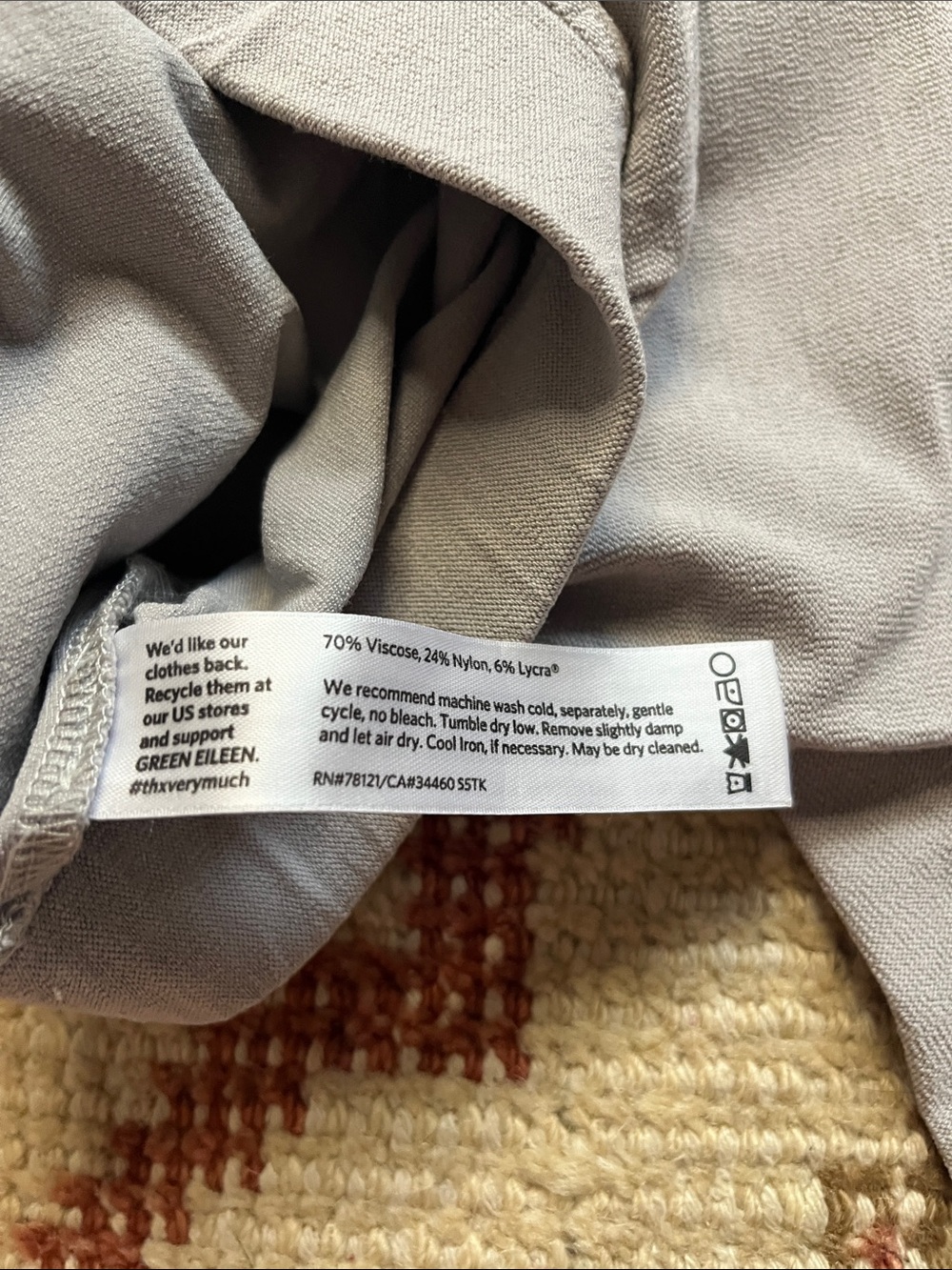 Eileen Fisher Slouchy Ankle Pants Zinc Gray Medium Elastic Waist EUC - Picture 8 of 9